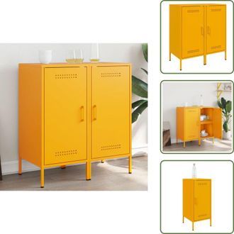 vidaXL The Living Store Credenze 2 pz Giallo Senape 36x39x79 cm in Acciaio - Credenze industriali