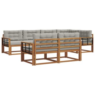 vidaXL Conjunto De Sof&aacute;s De Exterior 7 Pcs Natural Y Gris Claro Vidaxl