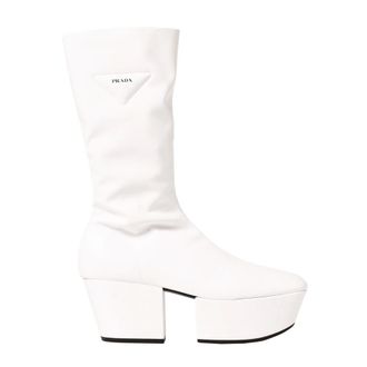 Prada Heeled Boots, female, White, Size: 7 1/2 US Platform Pull On Boots Women