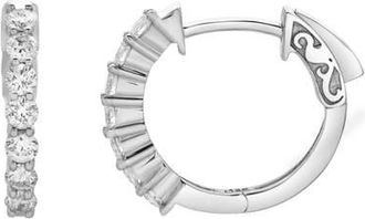 LuvMyJewelry Azaleia Beaded Diamond Huggie Hoop Earrings in 14K Gold in 14K White Gold at Nordstrom