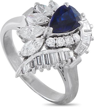 Luxury Bazaar Platinum 1.15ct Diamond and Sapphire Ring 5341