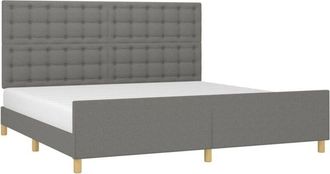 vidaXL Cama Sin Colch&oacute;n Tela Gris Oscuro 200x200 Cm Vidaxl