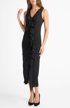 Santorelli Tate Sleeveless Midi Dress in Fluid Crepe in Black at Nordstrom, Size 12