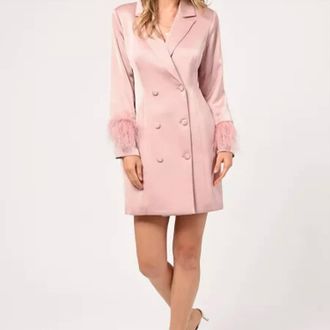 Adelyn Rae Bianca Feather Blazer Mini Dress In Mauve