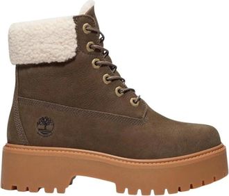 Timberland Enkellaarsjes met veters van kunstleer - Dames - Winterlaarzen - Bruin - 40 EU - Leer - Schoenen