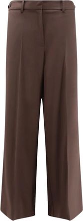 Alysi Wide Leg Broeken - Dames - Wijde Broeken - Bruin - L - Wol - Broeken