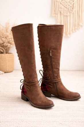 Very Volatile Womens Buffalo Plaid Boots In Brown
