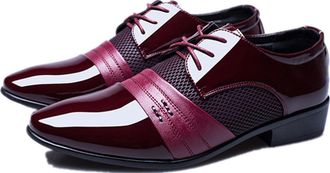 Generic Mens Tuxedo Shoes Patent Leather Formal Business Oxford Dress Shoes,Burgundy,10.5 UK