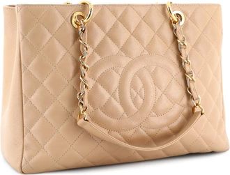 Chanel Grand Shopping Quilted Caviar tote bag - Beige