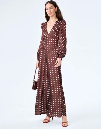Omnes Womens Francoise Dress in Brown Starburst - Size: 10