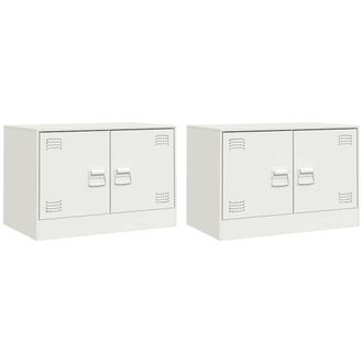 Berkfield Home TV Cabinets 2 pcs White 67x39x44 cm Steel | Size: 67 x 39 x 44 cm