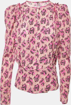 Isabel Marant Pink Printed Silk Zarga Pleated Top