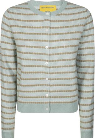Guest In Residence Truien & Vesten, Dames, Groen, XS, Kasjmier, Pebble Stripe Jane Cardigan