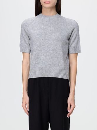 Anine Bing Maglia girocollo in puro cashmere grigio con maniche corte