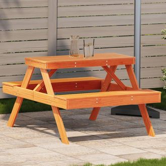 vidaXL Vidaxl - Mesa De P&iacute;cnic Madera Maciza De Pino Marr&oacute;n Cera 105x134x75 Cm