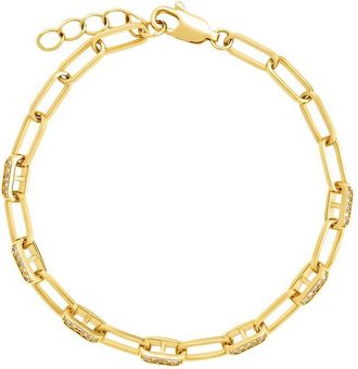 Sterling Forever 14K Plated Cz Statement Bracelet