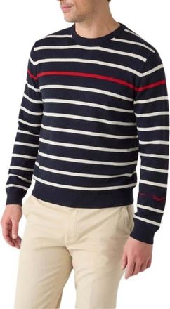 Robert Talbott Cooke Engineered Stripe Sweater in Navy/white at Nordstrom, Size Xx-Large