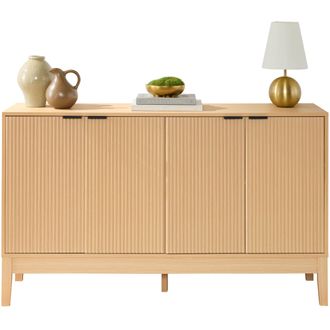 Best Choice Products 4-Door Reeded Storage Cabinet w/ Soft-Close Doors, Multipurpose Accent Furniture