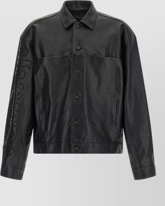 Balenciaga collared shirt style jacket embroidered sleeves