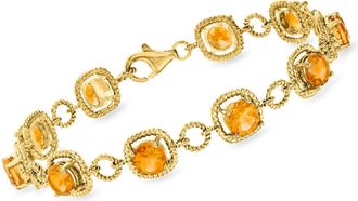 Ross-Simons Citrine Line Bracelet in 18kt Gold Over Sterling