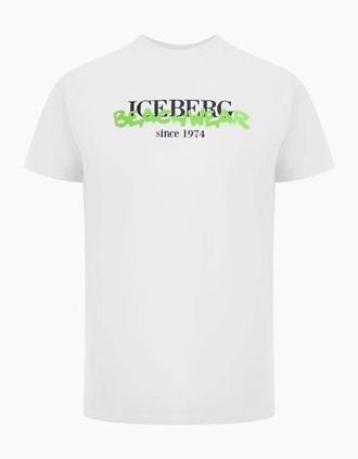 Iceberg Mens Ice Iceberg Beachwear Logo White T-Shirt - Size: 36