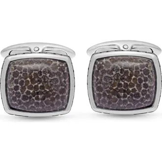 LuvMyJewelry Fossil Agate Sterling Silver Men Cufflinks at Nordstrom