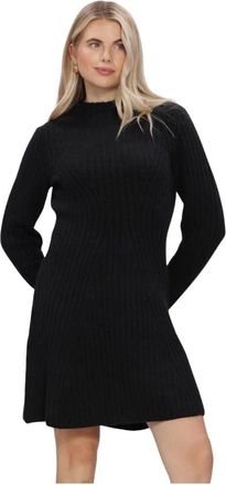 Y.A.S Dolly LS Knit Dress - Dames - Korte kleedjes - Zwart - L - Leer - Kleedjes