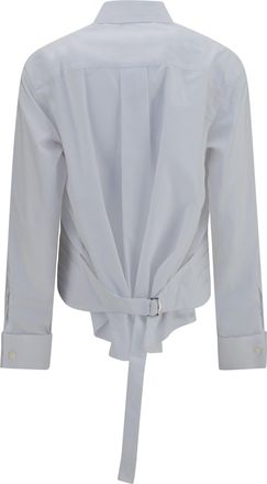 sacai Womens Cotton Poplin Shirt With Belt Off White Cotton; Polyester