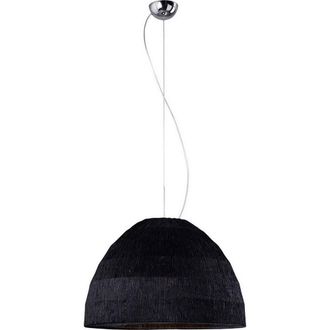 Netlighting Domo Pendant 3 Light E27 Polished ChromeBlack Fabric Shade in Black
