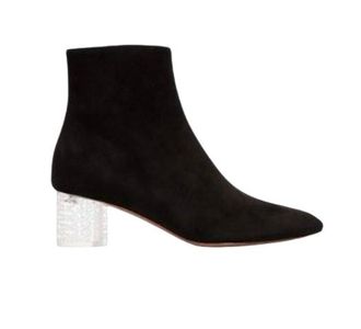 Alaia Black Leather Perspex Heeled Ankle Boots Size 40.5