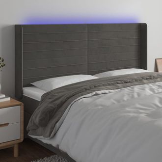 vidaXL Cabecero Con Led De Terciopelo Gris Oscuro 183x16x118/128 Cm Vidaxl