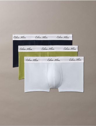 Calvin Klein Mens Icon Cotton Stretch Script 3-Pack Low Rise Trunk - Multi - XL