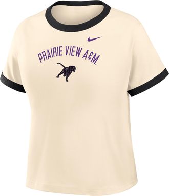 Nike Womens College (Prairie View A&M University) Cropped Ringer T-Shirt in Brown | ZW04N9PVUN26-NAB