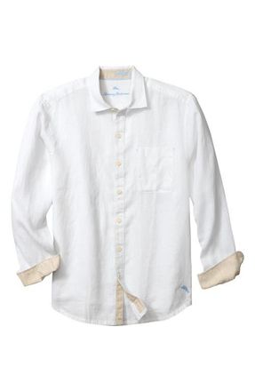 Tommy Bahama Paradise Breezer Linen Shirt in White at Nordstrom, Size Large