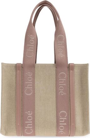 Chlo&eacute; Woody Medium Tote - Dames - Shoppers - Roze - ONE Size - Katoen - Tassen