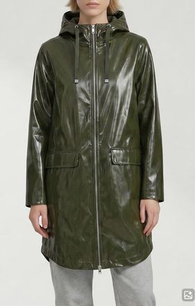 Noize Janae Coated Vinyl Hooded Raincoat in Khaki Vinyl at Nordstrom, Size X-Large