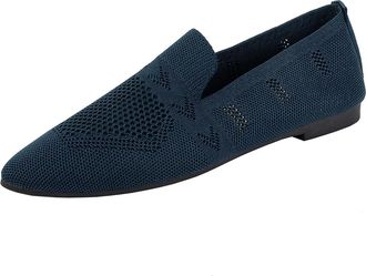 Generic Womens Ballet Flats Pointed Toe Knitted Pumps Shoes Solid Color Breathable Lightweight Casual Comfortable Slip On Dressy Shoes Work Holiday Navy