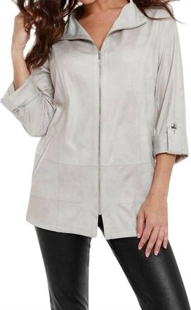 Angel Microfiber Long Jacket In Gray