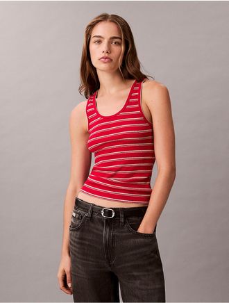 Calvin Klein Jeans Calvin Klein Womens Cotton Contour Rib Tank - Red - XS