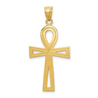 Diamond2Deal 14k Yellow Gold Ankh Cross Charm