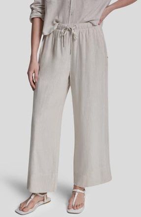 DKNY High Waist Linen Blend Pants in Pebble/Ivory at Nordstrom Rack, Size X-Large