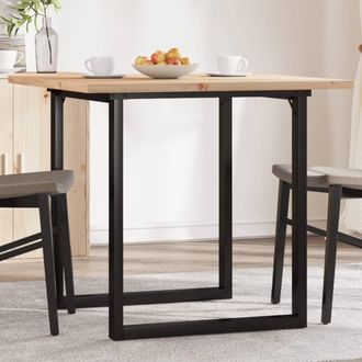 vidaXL Mesa De Comedor Marco O Madera Maciza Pino Y Acero 80x80x75,5cm Vidaxl
