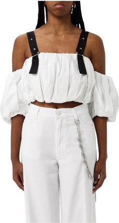 Pinko Puff Sleeve Off-Shoulder Top - Dames - Tops zonder mouwen - Wit - M - Tops