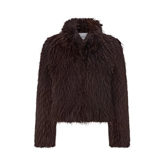 Rich & Royal Lange Haar Imitatiebont Jas - Dames - Jassen - Bruin - L - Polyester - Jassen