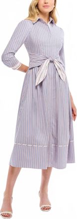 Shoshanna Clarice Midi Shirt Dress In French Blue Multi