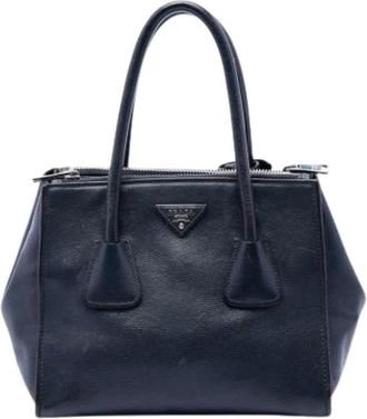 Prada Pre-owned Twin Pocket Satchel - Dames - Vintage Handtas - Blauw - ONE Size - Leer - Vintage