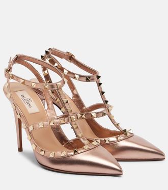 Valentino Garavani Rockstud 100 metallic leather pumps