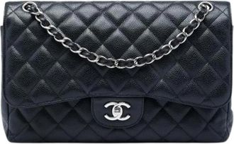 Chanel Pre-owned Vintage Double Flap Shoulder Bag - Dames - Vintage Schoudertas - Zwart - ONE Size - Leer - Vintage