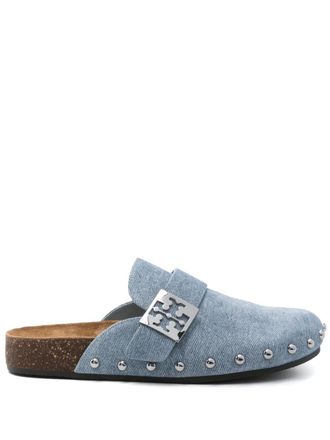 Tory Burch Mellow mules - women - Calf Leather/Rubber/Calf Suede/Metal - 9.5 - Blue