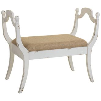 Wanderlust Deco Wanderlust Deco - Banqueta De Madera Tapizada Blanca 90x45.5x78